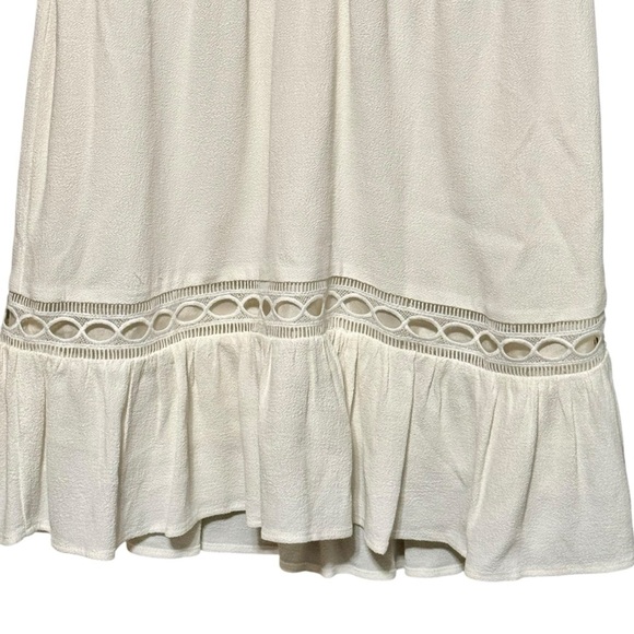 STONE COLD FOX Gabriel Boho Plunging V-Neck Lace Insert Cutout Ruffle Mini Dress - Picture 7 of 12